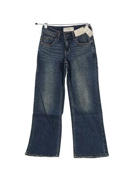 NEW Hollister Women's Low-Rise Baggy Jeans Sz 00 Short W24 Denim Relaxed Fit